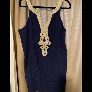**NWT** LILLY PULITZER NAVY/GOLD EMERY SHIFT DRESS